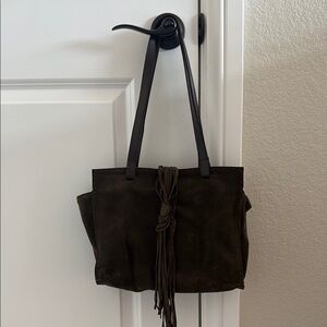 Carla Mancini Monterey Shoulder Bag Dark Brown Suede